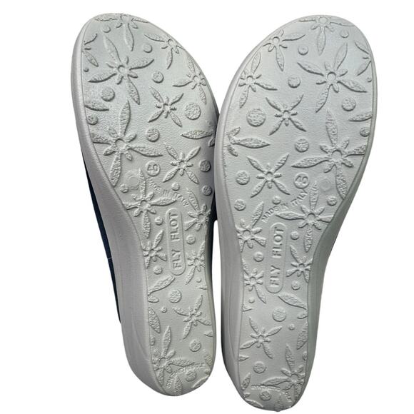 Flyflot Women's Comfort Mules Size 40 U.S. 9 M Blue Fabric NWOB - Picture 3 of 7